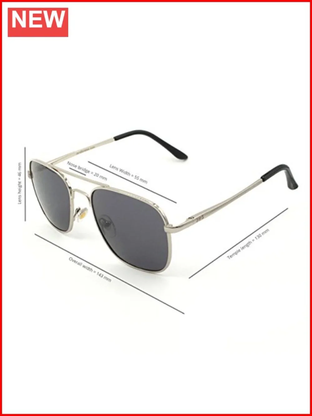 Classic Square Aviator Sunglasses, Polarized, UV Protection